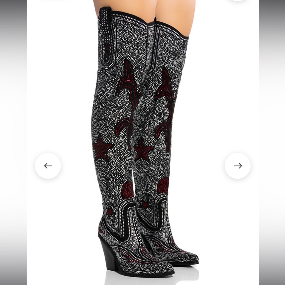 Akira thigh high rhinestone cowboy boots